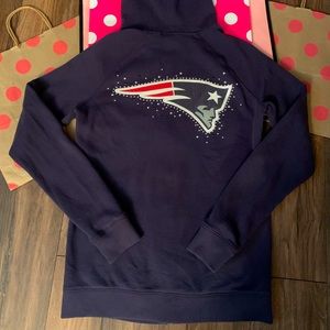 VS PINK size SMALL RARE HTF NFL New England Patriots Bling Full Zip Hoodie.